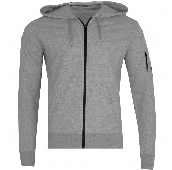 C.P. Company Light Fleece Zip Up Hoodie in Moon Mist