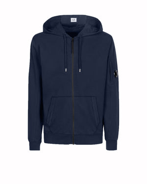 C.P. Company Light Fleece Zip Up Hoodie in Total Eclipse