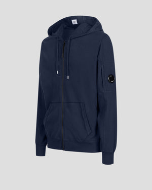 C.P. Company Light Fleece Zip Up Hoodie in Total Eclipse